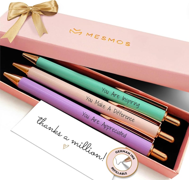 MESMOS 3pk Fancy Pen Set, Teacher Appreciation Gifts Ideas for Women, Best Teacher Gifts Supplies, Thank You Gift from Student, Difference Maker Gift, Aesthetic Nice Pen Set - Image 1